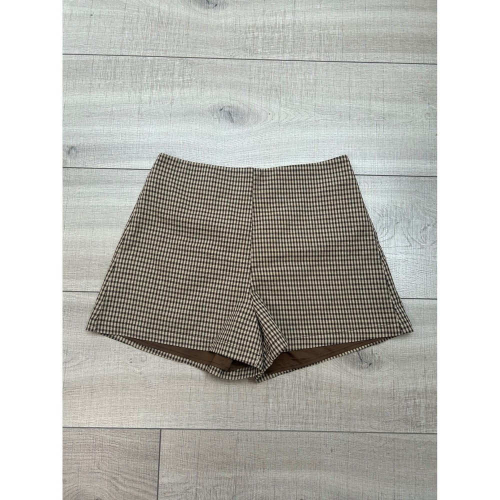 Brown Gingham Tailored Shorts Old Money Preppy Cottagecore Size M